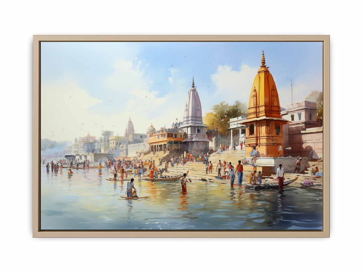 Haridwar Ganga Vintage painting framed Print