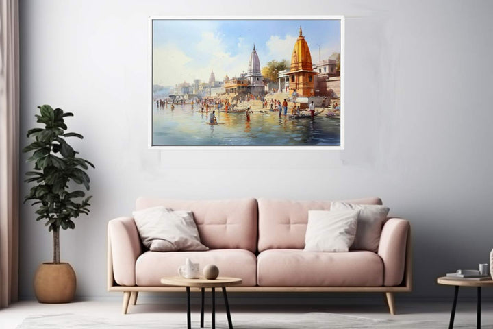 Haridwar Ganga Vintage painting Art Print