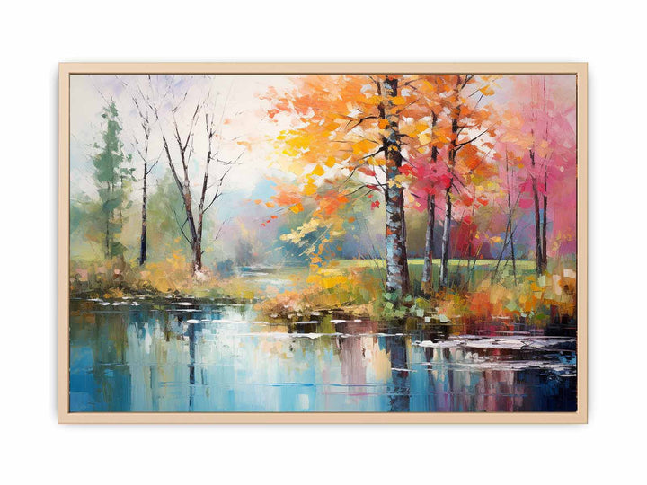 Rainbow Tree  and Pond Art  framed Print