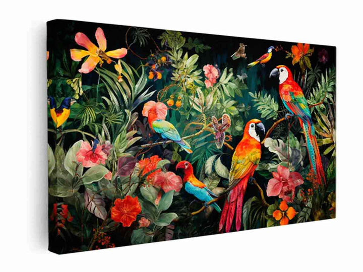  Birds Tropical Art   canvas Print