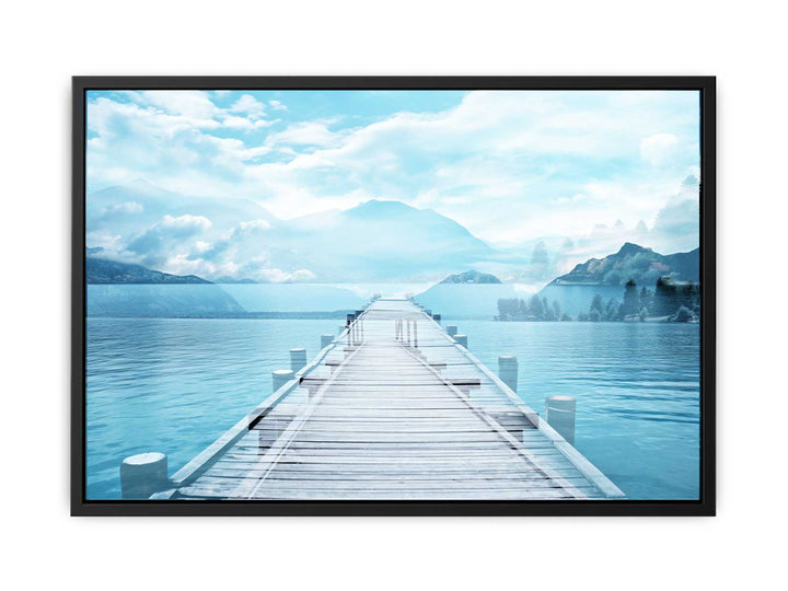 Blue Jetty and Lake   canvas Print