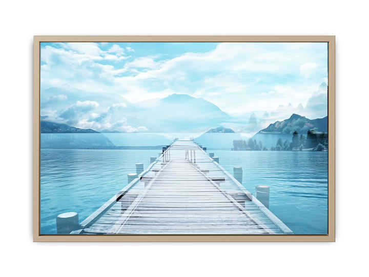 Blue Jetty and Lake  framed Print