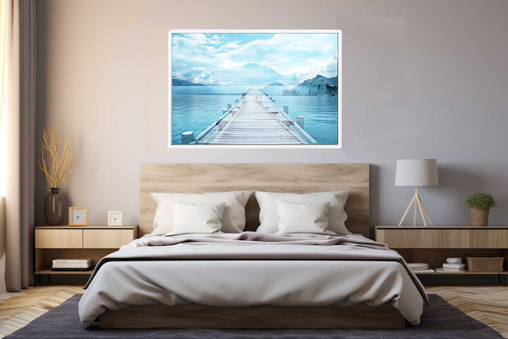 Blue Jetty and Lake  Art Print