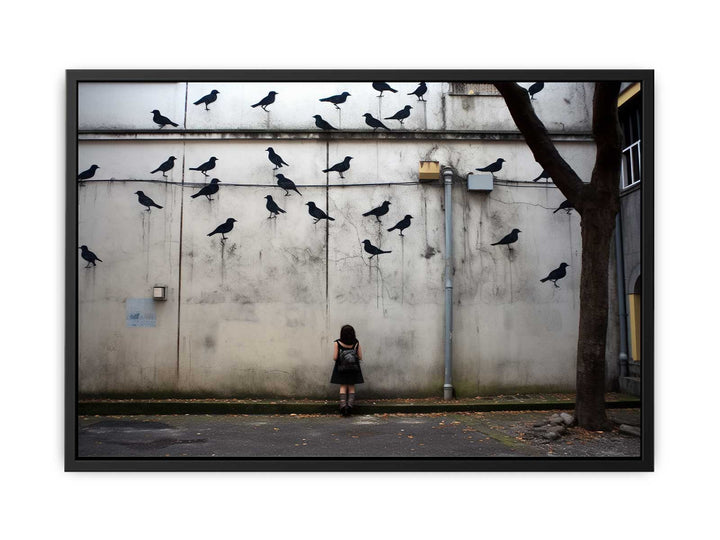 Graffiti Birds Flying Street Art   canvas Print