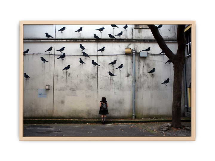 Graffiti Birds Flying Street Art  framed Print