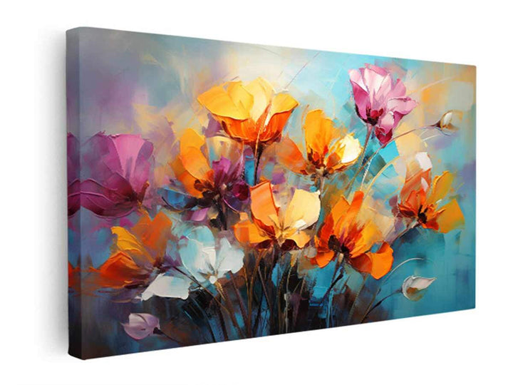 Love Happiness Floral Art   canvas Print