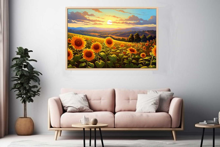 Sunflower At Sunset Art  Print