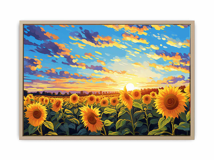 Sunflower At Sunset Painting framed Print