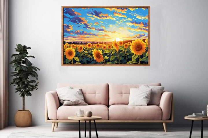 Sunflower At Sunset Painting Print