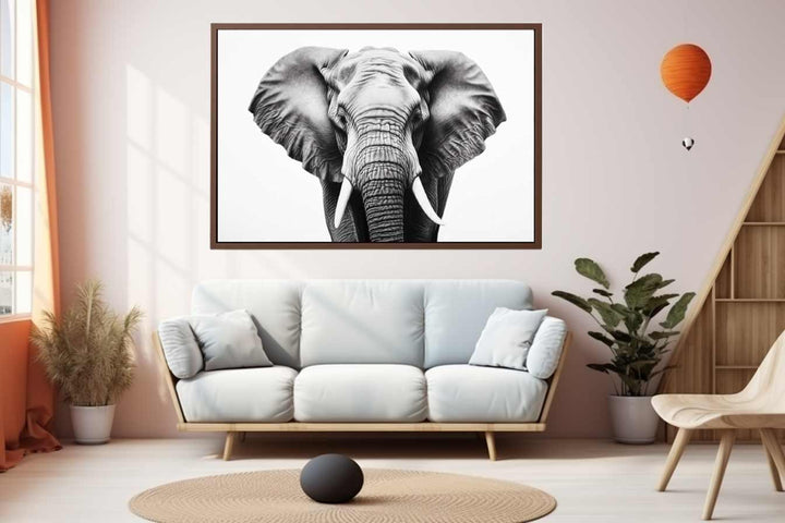 Elephant White And Black Art Print