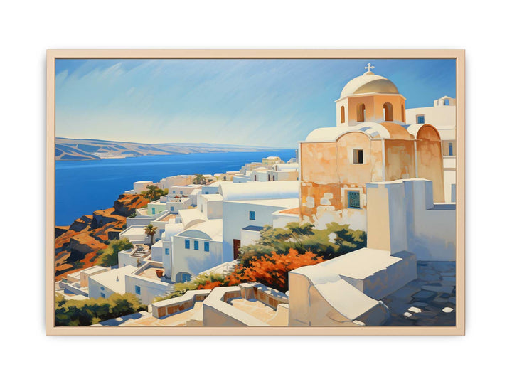 Santorini Coastline Art framed Print