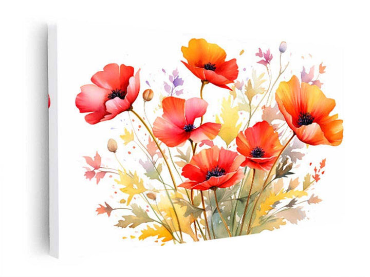 Watercolor Poppy Painting  canvas Print