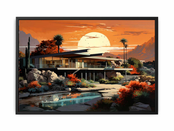 American Mid-Century House Art  canvas Print