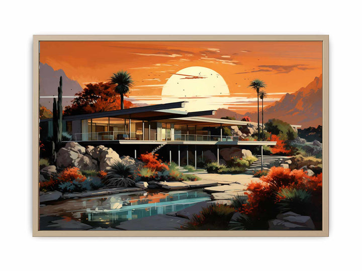 American Mid-Century House Art framed Print