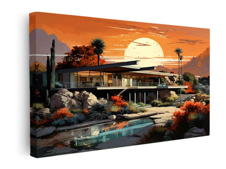 American Mid-Century House Art  canvas Print