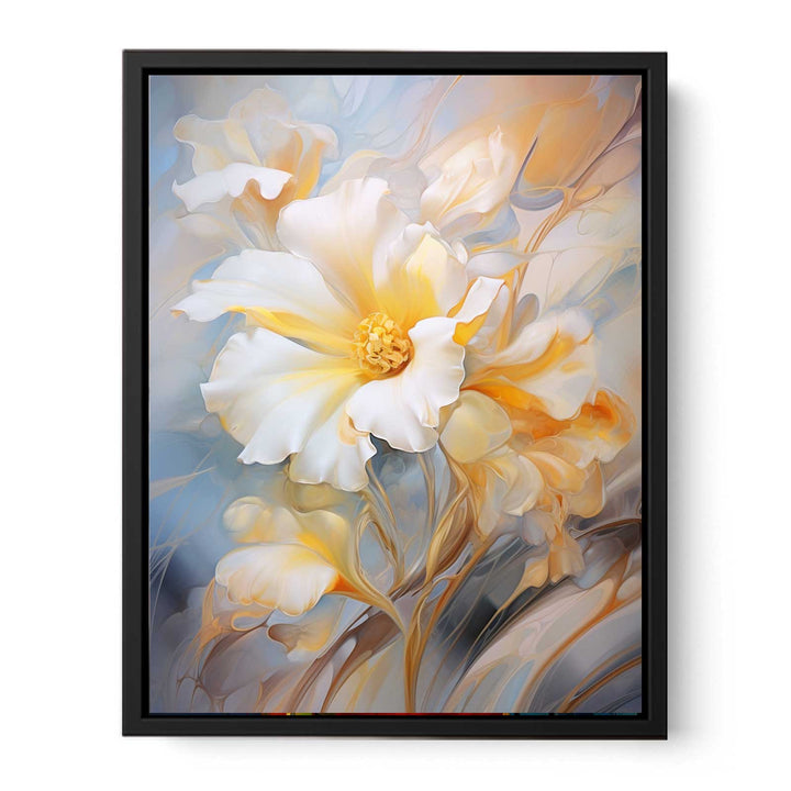 White Yellow Floral Art  canvas Print