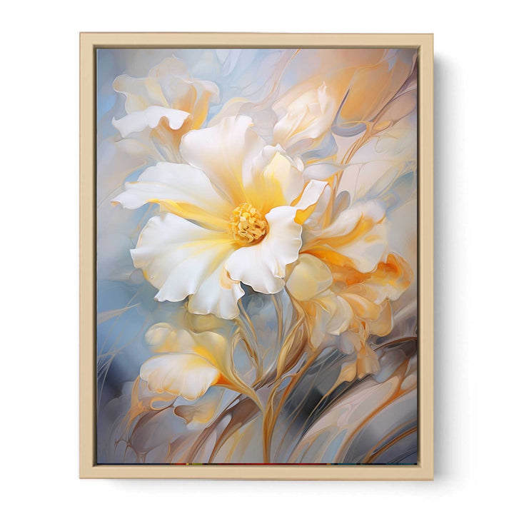 White Yellow Floral Art framed Print