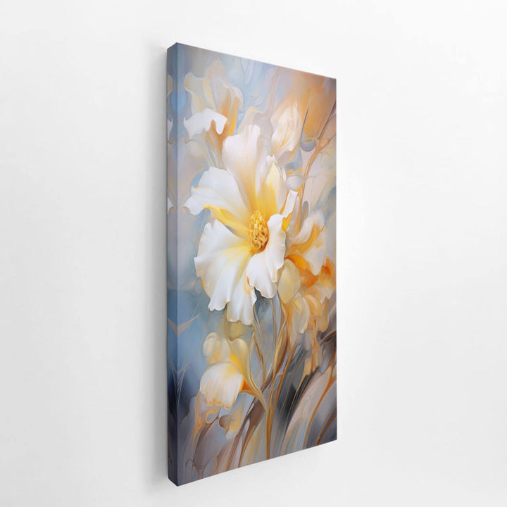 White Yellow Floral Art  canvas Print