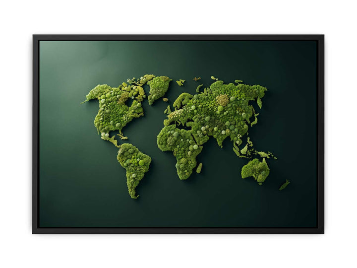 Green World Map Wall Art Poster  canvas Print