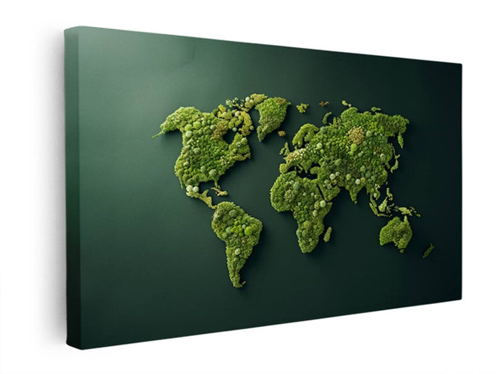 Green World Map Wall Art Poster  canvas Print