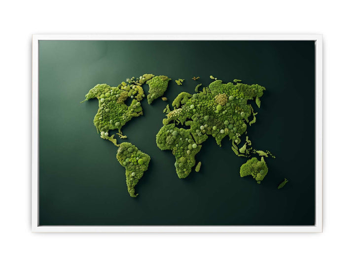 Green World Map Wall Art Poster  Painting