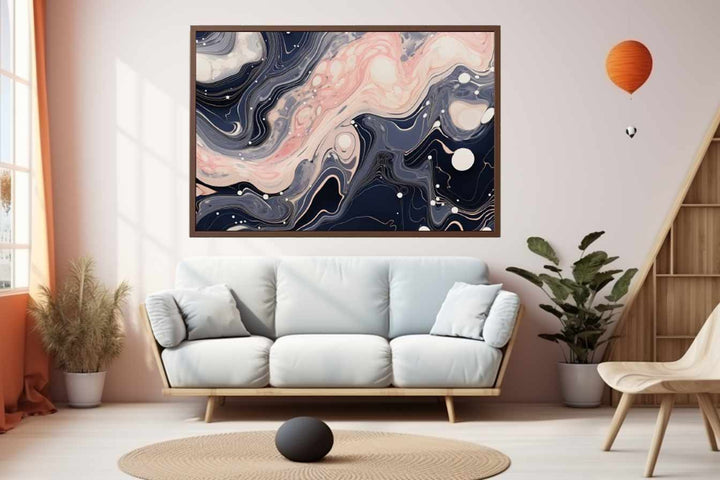 Pink Black Marble Art Print