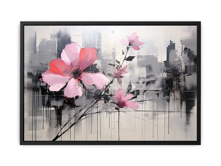 Pink Flowers Painting  canvas Print