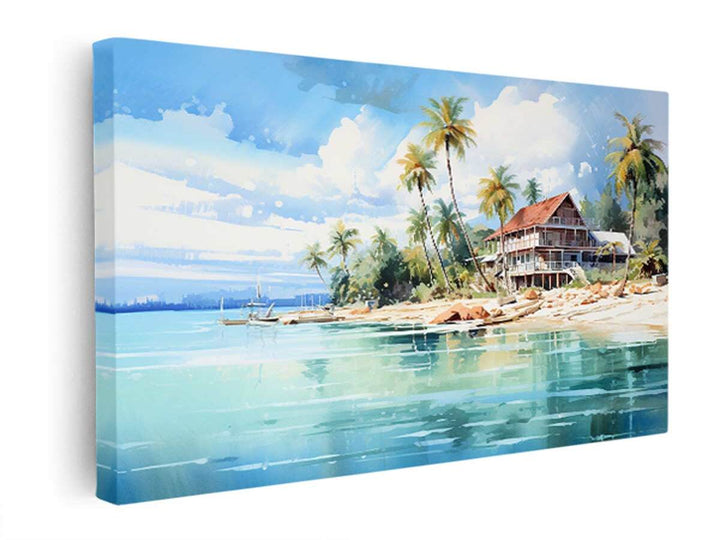 Beach Home Painting  canvas Print