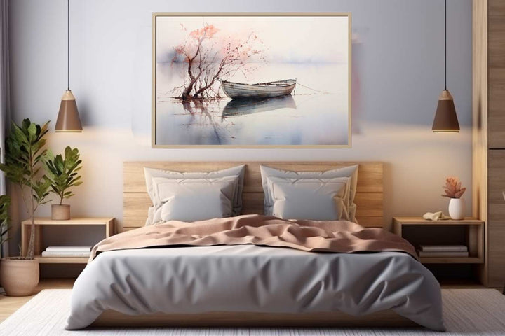 Lonely Boat Painting Art Print