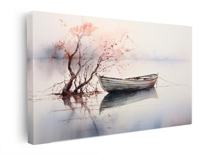 Lonely Boat Painting  canvas Print