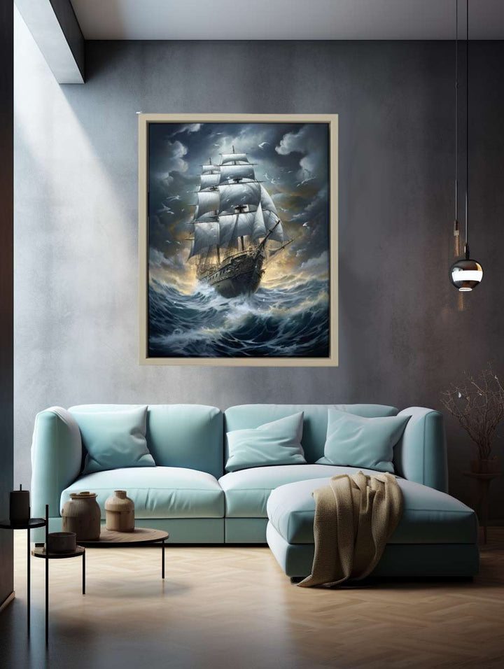 Sailing Ship In Storm Art Print