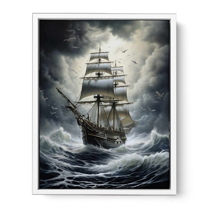 Ship In Storm Painting  