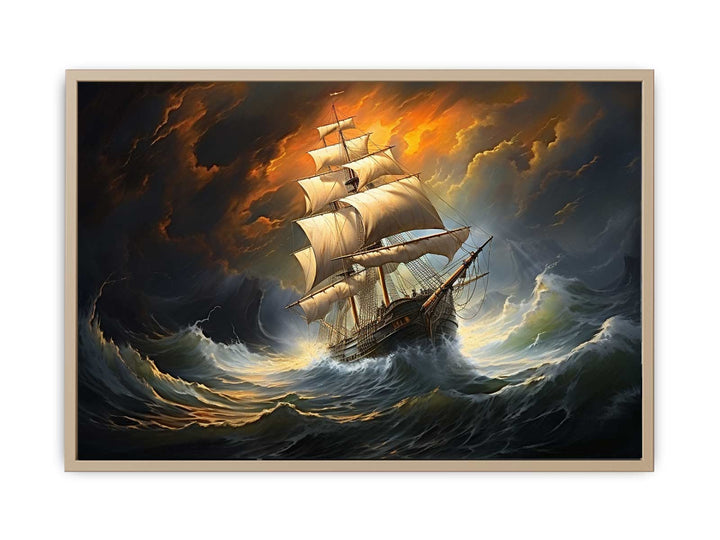 Storm Ship Art framed Print