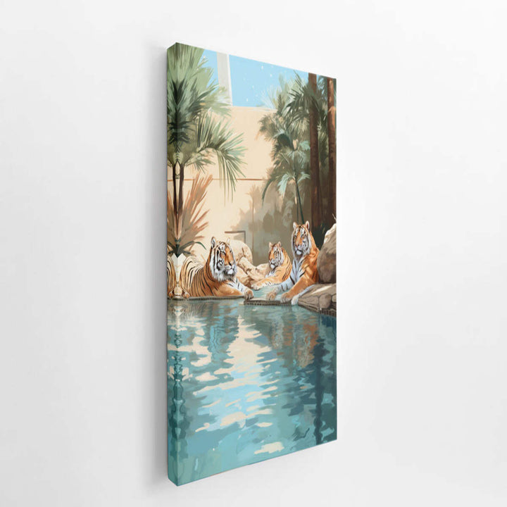 Pool Side Tigers  canvas Print