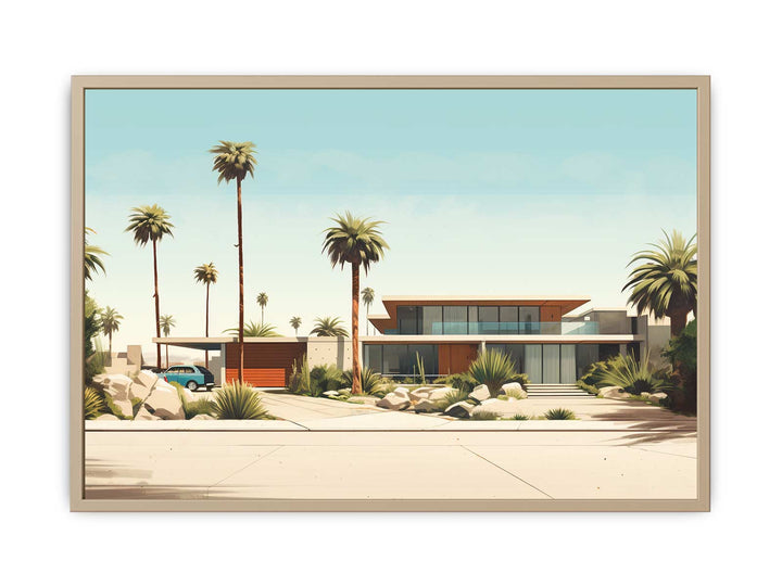 Vintage Palm Springs House Art Poster framed Print