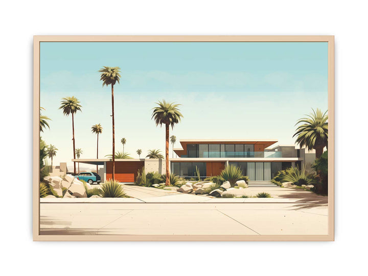 Vintage Palm Springs House Art Poster framed Print