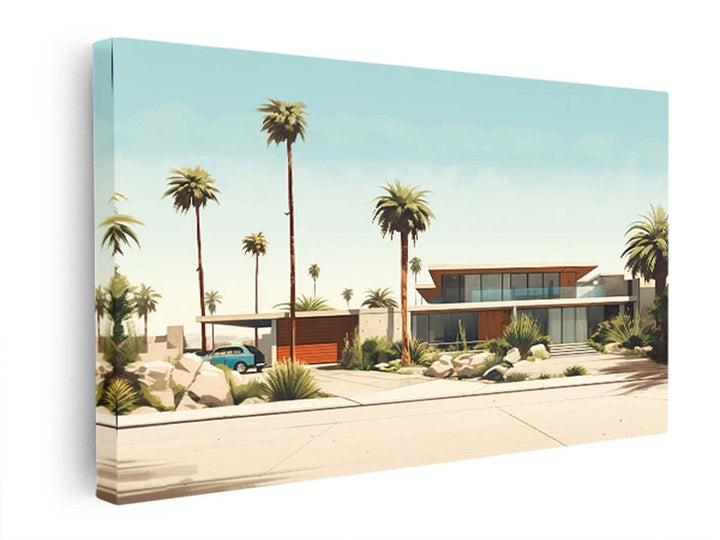 Vintage Palm Springs House Art Poster  canvas Print