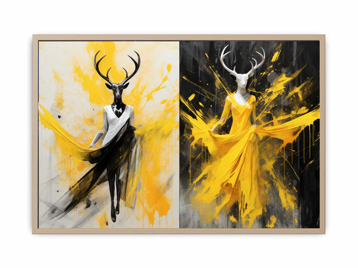 Abstract Stags Art framed Print