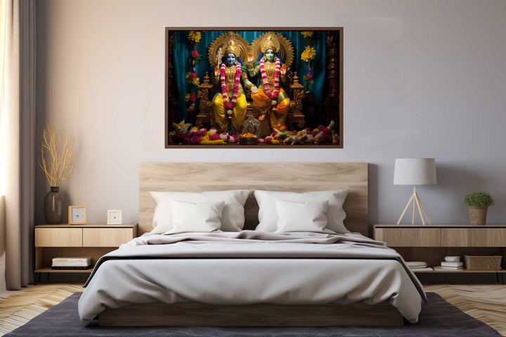 Vishnu Laxmi Painting Art Print