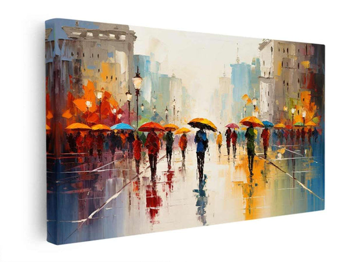 Colorful Umbrellas On The Street Painting  canvas Print