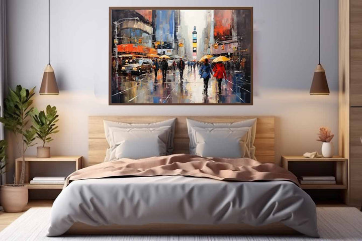 Umbrellas In New York street Painting Art Print