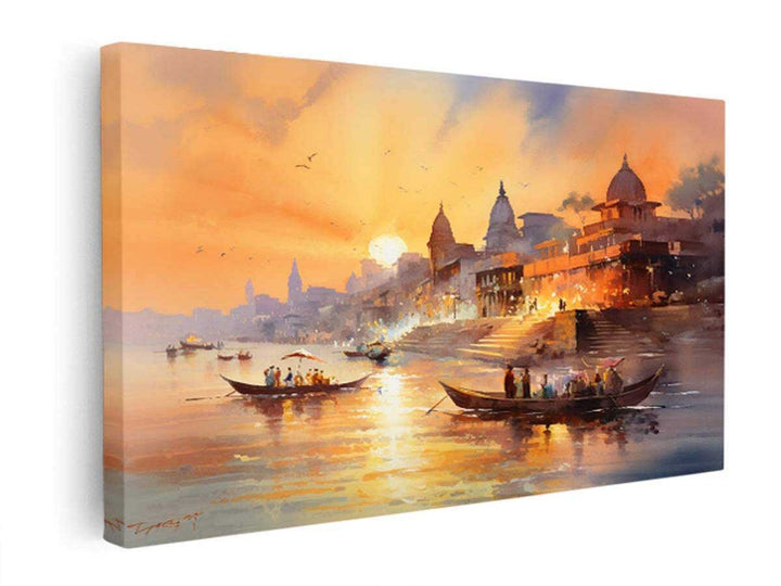 Varanasi Ghat Painting  canvas Print