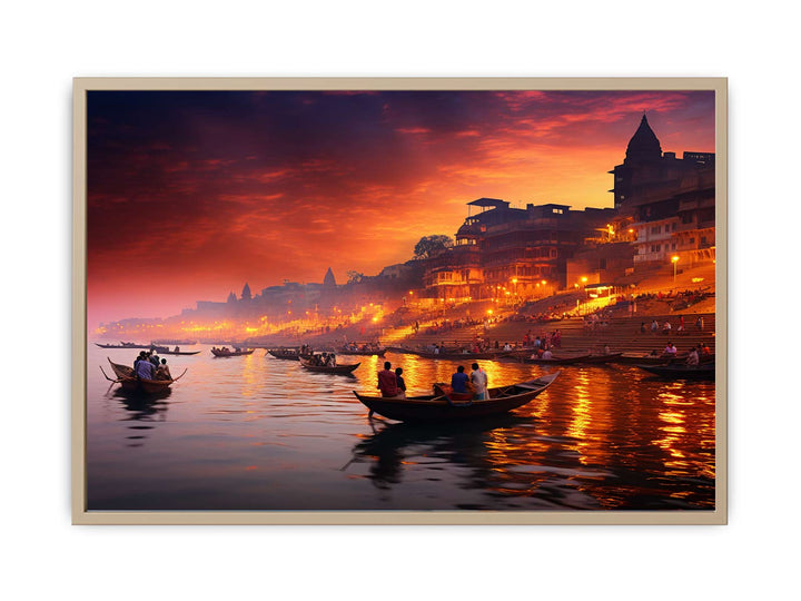 Varanasi Ganga Painting framed Print