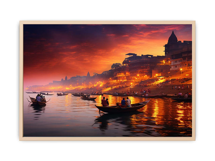 Varanasi Ganga Painting framed Print