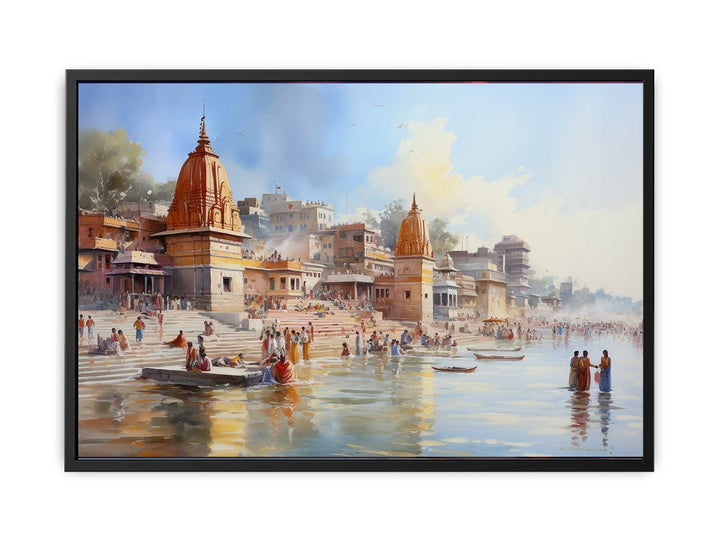 Haridwar Ganga Ghat Painting  canvas Print