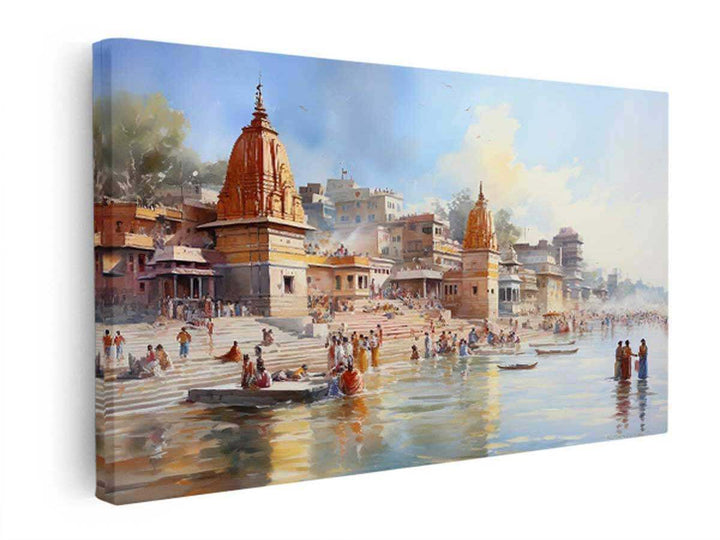 Haridwar Ganga Ghat Painting  canvas Print