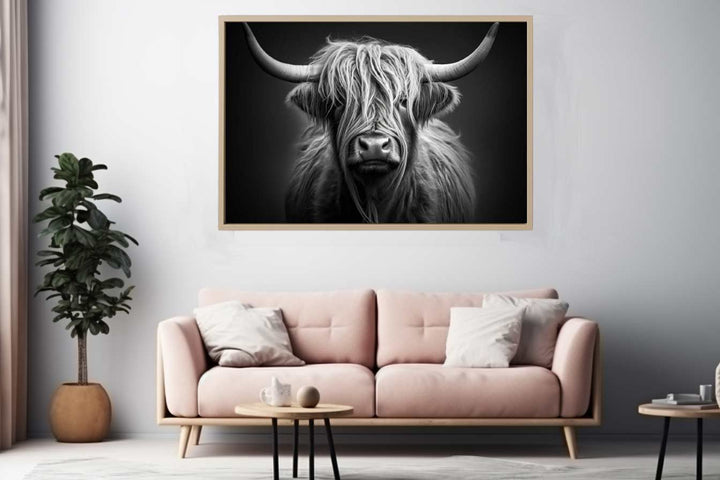 Black And White Highland Cow  Art Print