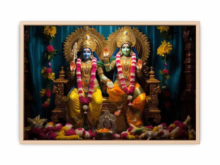 Vishnu Laxmi Painting framed Print