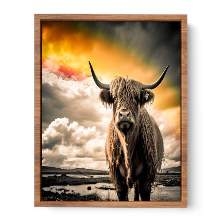 Highland Cow Painting  Black& white    