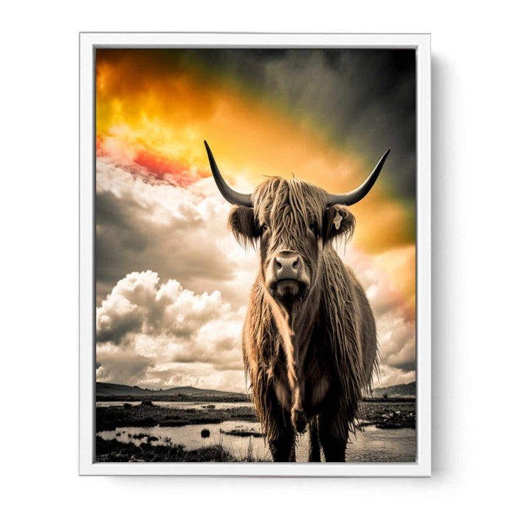 Highland Cow Painting  Black& white    